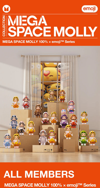 POP MART MEGA SPACE MOLLY 100% × emoji Series 1PC/9PCS POPMART Blind Box Action Figure Cute Toy