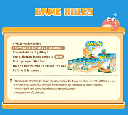 POP MART ViViCat Holiday Series Mystery Box 1PC/9PCS Blind Box POPMART Action Figurine Cute Cat Kids Toy