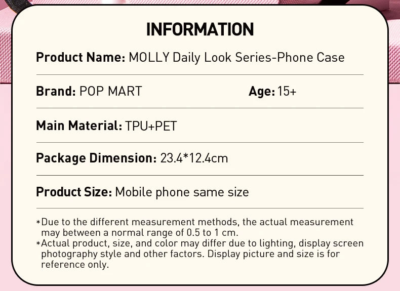 POP MART MOLLY Daily Look Series-Phone Case for iPhone 15 Pro Max iPhone 16 Pro iPhone 16 Pro Max