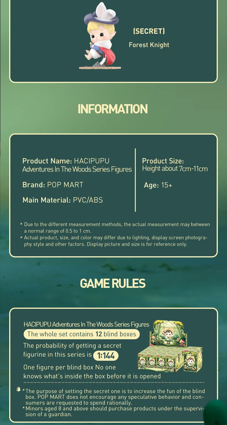 POP MART HACIPUPU Adventures In The Woods Series Mystery Box 1PC/12PCS POPMART Blind Box Cute Toy Action Figure