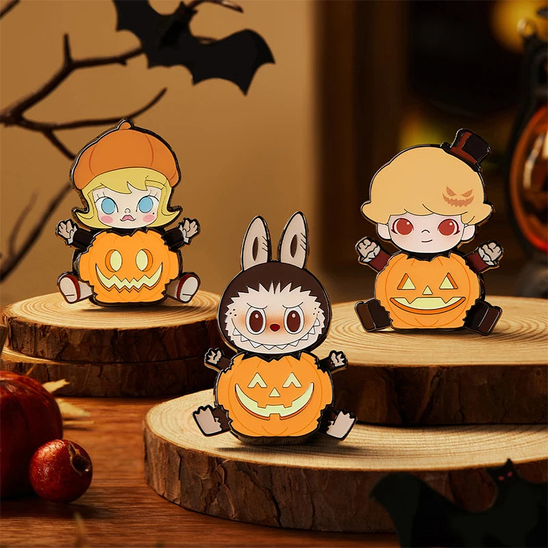 POP MART Happy Halloween Party Series - Pumpkin Fridge Magnet Badge LABUBU MOLLY DIMOO