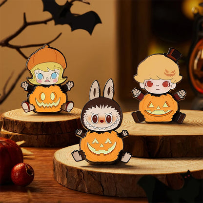 POP MART Happy Halloween Party Series - Pumpkin Fridge Magnet Badge LABUBU MOLLY DIMOO