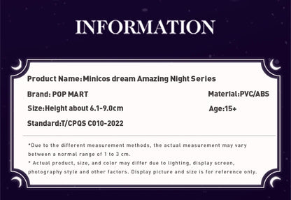 POP MART Minicos Dream Amazing Night Series Mystery Box 1PC/12PCS POPMART Blind Box Collectible Figurine Action Figure