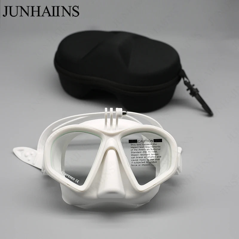 Low Volume Diving Mask J-type Wet Go-pro MountTempered Glass Freedive Mask Diving Mask Snorkel Set with Camera Mount Black 프리다이빙