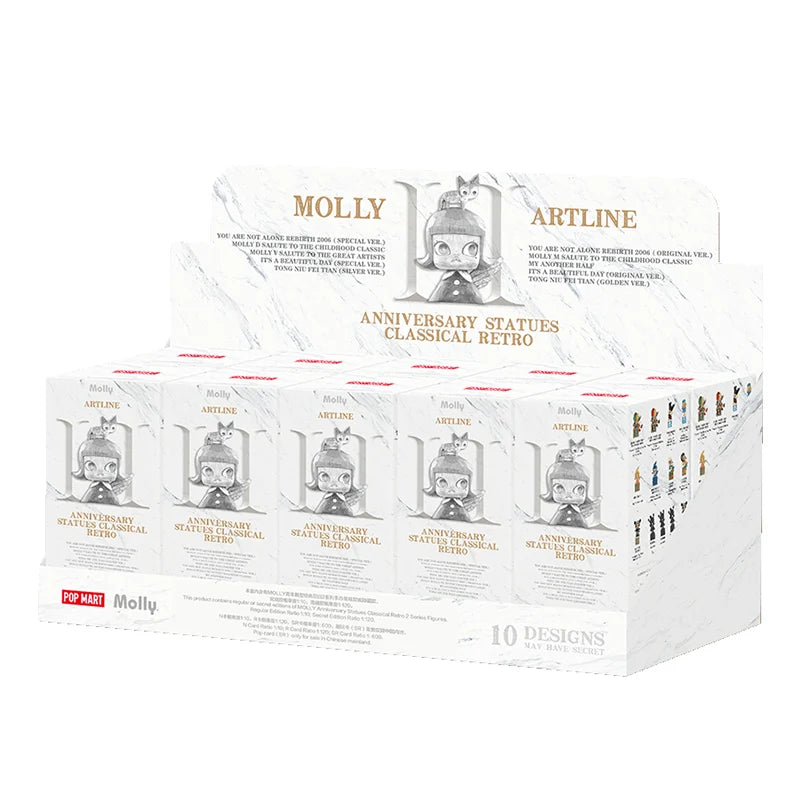 POP MART MOLLY Anniversary Statues Classical Retro 2 Series Mystery Box 1PC/10PCS POPMART Blind Box Cute Collectible Art Toy